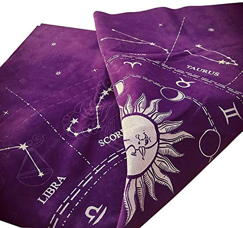 Tarot-Tuch, 12 Sternbilder Astrologie Tischdecke Tarotkarte Wahrsagungskarte Tischdecke Flanell Altar Tarotkarte Stoff Tischdecke für Tarot-Enthusiasten, psychologische Magier, 49 x 49 cm