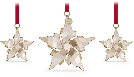 SWAROVSKI Weihnachtsschmuck, Jahresausgabe 2021, festlich, 3er-Set, Champagner-Kristall