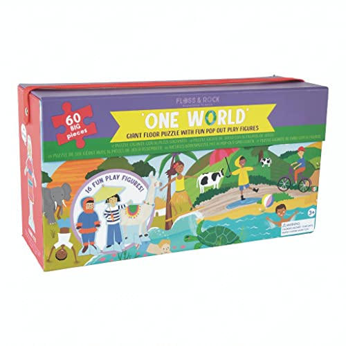 Floss & Rock Riesiges Boden-Puzzle mit ausklappbaren Figuren, 60 Stück, One World 43P6369