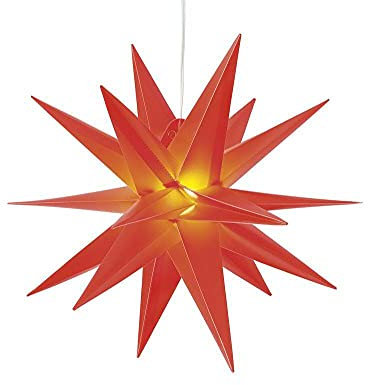 Klocke Dekorationsbedarf LED Stern Indoor & Outdoor - Außenstern mit Beleuchtung - 3D Dekostern/Weihnachtsstern - Beleuchteter Hängestern/Adventsstern für Außen - Weihnachten (Ø 30 cm, Rot)