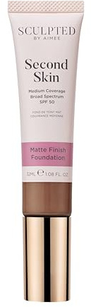 Second Skin Matte Liquid Face Foundation from Sculpted by Aimee - 32ml Buildable, Medium Coverage Foundation with Matte Finish, Hyaluronic Acid, Collagen Boosting Formula, SPF 50, (Tan Neutral 5.25)