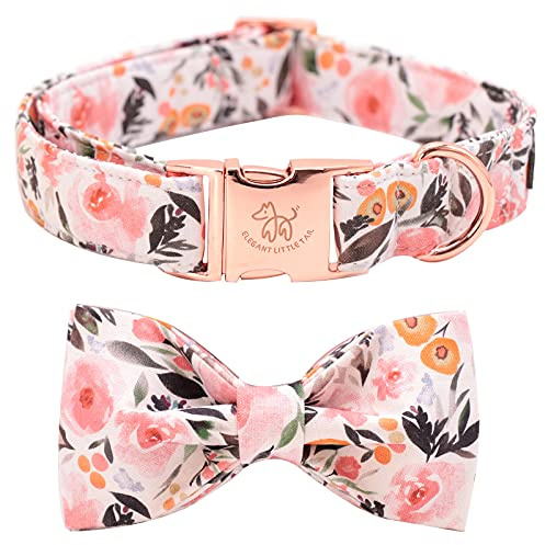 Elegantes Rosa Blumen-Hundehalsband, bequemes Hundehalsband mit Schleife, für X-Small-Welpen