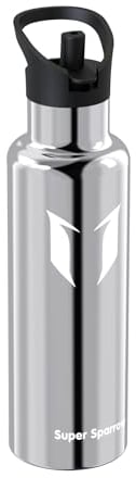 Super Sparrow Water Bottle Stainless Steel - Metal Water Bottle - 750ml - Insulated Water Bottles - Water Bottle with Straw Lid - BPA Free Kids Water Bottle - Flask for Gym, Travel, Sports