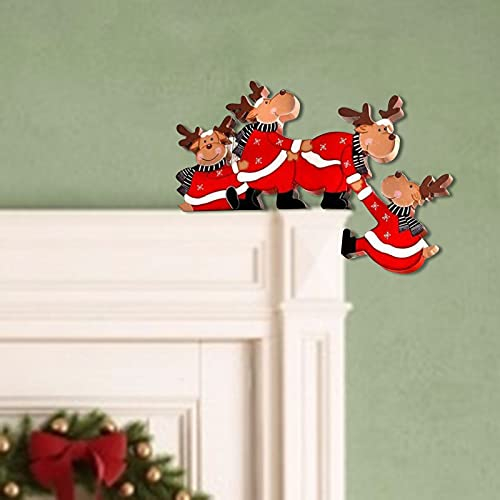 Weihnachten Tür Ecke Dekoration - Lustige Weihnachten Türrahmen Dekorationen, Weihnachtsdeko Purzelnde Elche, Tumbling Moose für Türrahmen Deko Holz Türrahmen Ornament Für Türrahmen Fenster DIY