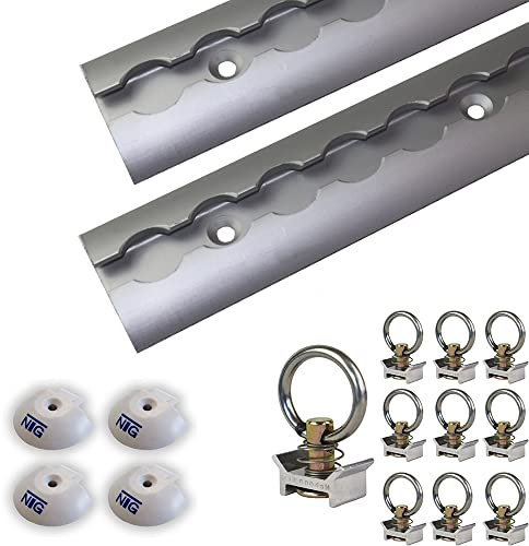 NTG 2 STK Airlineschiene 2m / 1975mm halbrund Alu m. Fittingen-TÜV Zertifiziert- Sparsetauswahl Anhängerzubehör Ladungssicherung Zurrschiene Aluschiene LKW Transporter - m. Bohrungen Silber eloxiert