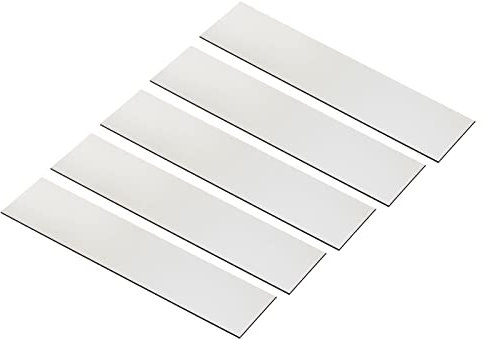 PATIKIL 8x2 Blank Engraving Name Plate, 5 Pack Personalized Custom Office Desk Name Plates for DIY Laser Printing, Silver