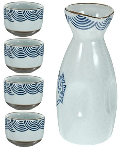 Alipis 1juego Sake Japonés De Cerámica Botella y Tazas Decorativas Set De Sake Para Bebidas y Decoración Del Hogar Estilo Japonés Para