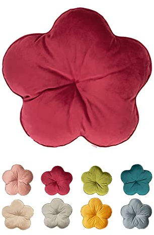 beties Samt&Sonders Serie Kissen Blume ca. 50 Ø cm Deko- Formkissen gefüllt (Karmin-rot)
