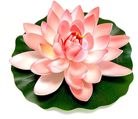 Rachlicy Künstliche Lotus Künstliche Teichpflanzen schwimmende Teichschmuck Simulation Wasser Lilie Blumenteich Dekoration Lotus realistisch für Teichpool Wasserdekoration Hellrosa