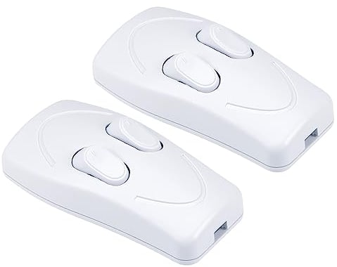 QUARKZMAN AC 250V 1A Lampe Inline Kabel Schalter x 2Stk Leicht Ein Aus Wippschalter Knopf Linie für Wohnzimmer [Weiß]