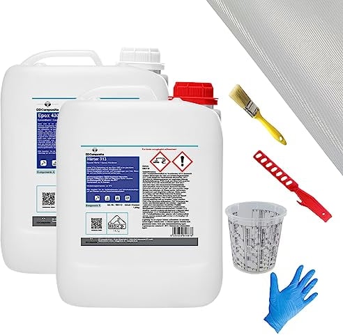 DD Composite Reparatursets Epoxidharz mit Härter, Glasfilamentgewebe und Zubehör für Auto, Boot, Modellbau