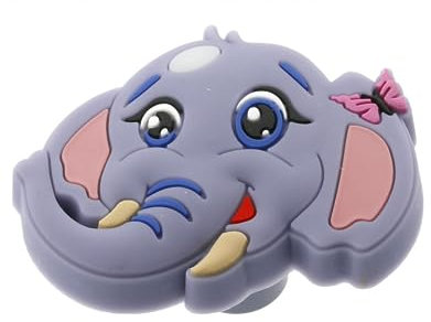 Gedotec Kinder-Möbelgriffe aus Gummi | Elefant | 1 Stück - Kindergriff-Möbel | KID | Schubladen-Knopf elastisch - speichelfestem Gummi | Möbelknopf - Kinderzimmer | inkl. Befestigungsmaterial