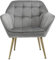 chairus Gepolsterter Armlehnensessel Samt Einzelsofa Loungesessel für Wohnzimmer Modern Armlehnstuhl mit Metallbeinen (Grau-1)