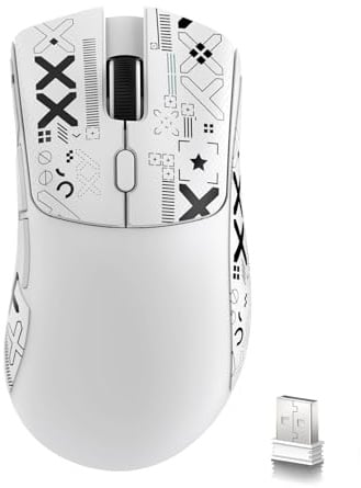 MAMBASNAKE x Attack Shark R1 Kabellose Gaming Maus,59g Superleicht,White B | PixArt PAW3311 Gaming-Sensor, BT/2.4G Wireless/Kabelgebunden, 6 Einstellbare DPI bis zu 18000,Büro und Gaming-Maus für PC/Mac