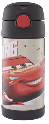 Thermos Kids Funtainer Straw Bottle Disney Botella térmica para niños de 0,35 l, de acero inoxidable con pajita, 12 horas de frío, apta para lavavajillas, hermética sin gas, botella de Disney para