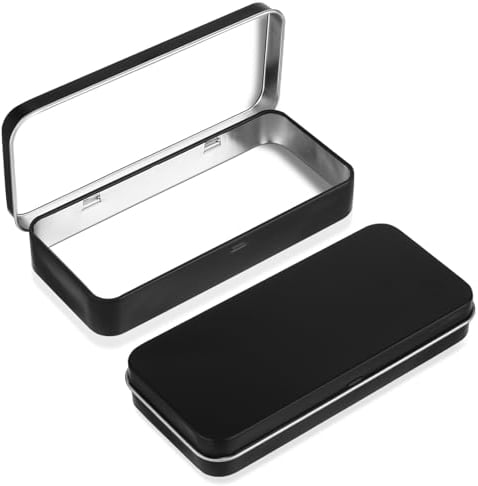 Tyqour Caja rectangular de metal vacía con bisagras para almacenamiento en el hogar, joyas, manualidades