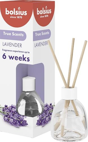 Bolsius True Scents - Duftstäbchen Raumduft Diffuser - Lavendel - 1 Stk. - 60 ml - bis zu 6 Wochen - Haus Parfüm - mit Natürlichen Extrakten