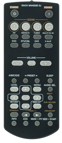VINABTY Neu RAV34 WN46680EU Ersatz Fernbedienung RAV34 WN46680 EU Fernbedienung Ersatz für Yamaha AV Receiver RAV34 WN46680 EU RX-V363 RX-V365 HTR-6130 Remote Controller