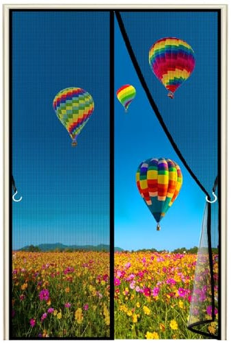 Fliegengitter Fenster Magnetisch Verschiedene Größen, 325x160cm Moskitoschutz Magnetvorhang Anti Moskito Insektenschutzgitter Rolle Klebestreifenhalten Schiebe Dach, Schwarz 1995-Größe