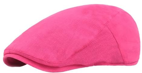 Reyox Unisexe Casquette Beret Plate Vintage Ivy Chapeau Réglable Camionneur Rose Vif