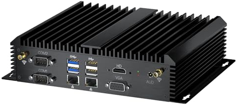 Thdeukoty Lüfterlose Mini PC, Industrie Desktop Computer Windows 10 Pro, HTPC i5-8250U bis 3,4Ghz, 16G DDR4 RAM 256G SSD/COM/USB 3,0/4K/HDMI/VGA/2,5G LAN/WIFI6/BT 5,1/Full Metal Case/Auto Power On