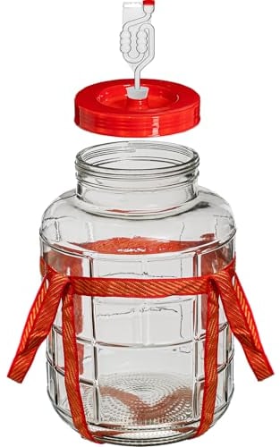 lilawelt24 10L Gärballon| Gärbehälter Weinballon Glasballon+Gäraufsatz für Wein Bier Maische|Vorratsglas für Gurken, Aufbewahrung, Aufbewahrungsglas Glasflasche Glasballon Glasgärballon Vergärung