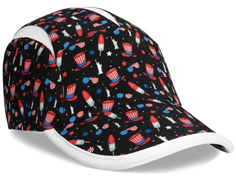 Headsweats Patriotische USA-Laufmütze, Schwarz/USA, Einheitsgr��e