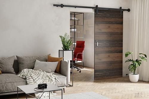KIER FURNITURE Schiebetüren RETRO - Schiebetür Komplettset Schiene Komplettset Mit Tür – Zimmertüren Mit Zarge Komplett - 66x205x1,6cm - Old Style