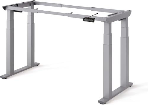DESKSPACE Höhenverstellbarer Schreibtisch mit 4 Beinen - Schreibtisch Höhenverstellbar Elektrisch mit Leisem Dual Motor & hoher Tragfähigkeit (Graues, Gestell)