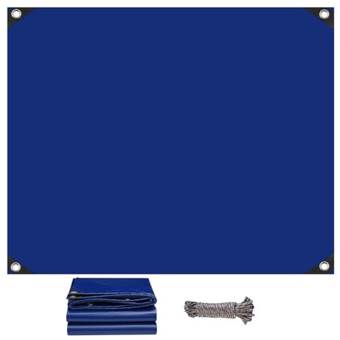 Lona Impermeable para Jardín 3 x 5 m 500 G/M², Impermeable y Al Desgarro, con Ojales Lona de Protección de PE para Muebles, Piscina, Jardín, Azul