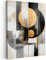 MuchoWow© Impression sur Toile Decoration Murale Peinture 60x80 cm Tableaux Decoratifs Muraux Déco Chambre Tableau Salon Abstrait - Or - Argent - Formes - Esthétique - Moderne