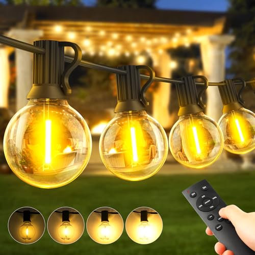Warlisou Catena Luminosa Esterno con Telecomando 45M Luci da Esterno LED G40 Lampadine, Bianco Caldo Catena Luci Esterno e Interno per Giardino Natale Terrazzo, Matrimonio