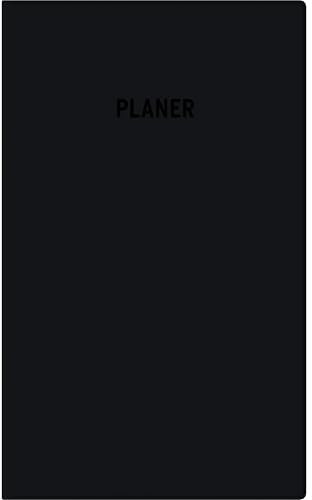 Zettler Taschenplaner 1W/1S schwarz 2026 – Wochenplaner 10 × 16 cm, 64 Seiten, 1 Woche auf 1 Seite, Wochenzählung, Mondphasen, Sonnenzeiten, 3-sprachiges Kalendarium, Adressheft, FSC