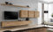 Generisch Moderne Wohnwand SW7-L, Push-to-Open-Funktion, Wotan Matt, Mit dekorativen Lamellen