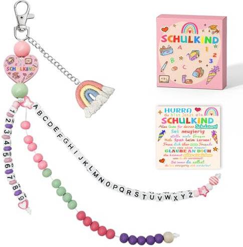 YUNYAKARSA Schultüte Füllung, Rechenkette Geschenk Einschulung Mädchen, Füllung Schultüte, Schulkind 2025 Mädchen Glücksbringer Schulanfang Geschenke mit Grußkarte Geschenkbox