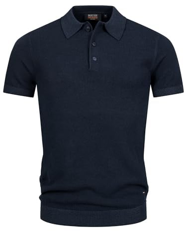 Indicode Herren INVorm Poloshirt aus Feinstrick mit Rippstricksaum | Baumwollshirt für Männer Navy, S