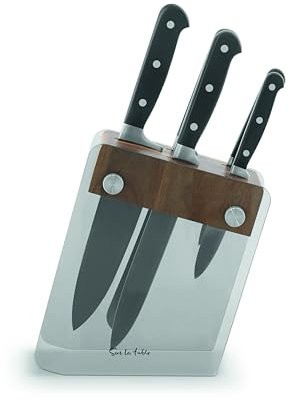 Sur La Table SLT851055 Core 5 Pc Knife Set with Block, Medium, Walnut