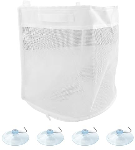 Bathroom Toy Storage,Large Opening Bath Toy Net,Quick Drying Bathtub Lagerung Basket,with 4 Pieces of 4 cm Mushroom Heads with Iron Hooks,Suitable for Bathrooms and Living Rooms