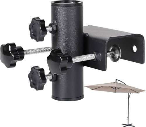 ARTGUTS Support de parasol de balcon, en métal robuste, réglable, pour parasol, balcon, terrasse, clôture de jardin (noir)