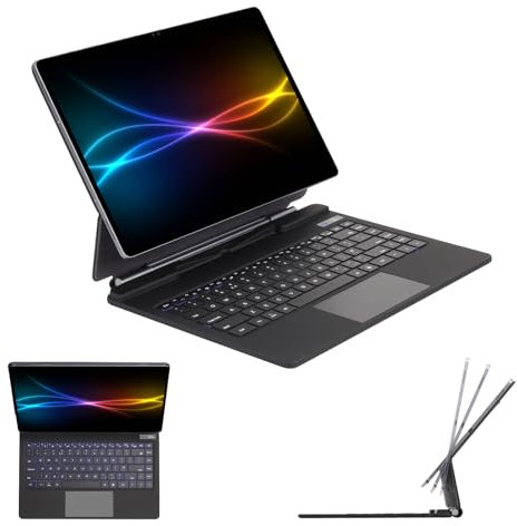 TECHGEAR Magic Keyboard for Samsung Galaxy Tab S10 Ultra, S9 Ultra, S8 Ultra 12.4 (X920 / X910 / X900 Series) Magnetic Floating Stand, Precision Multi-Touch Trackpad, 7 Color Backlight, UK QWERTY