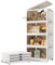 20L*4 Tier Stackable Storage Boxes with Lid, Flip-Door Plastic Storage Boxes on Wheels, Foldable Collapsible Plastic Drawers Folding Bins Containers for Home Wardrobe Office Organisation