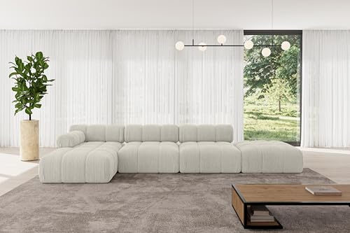ALTDECOR Modulares Sofa Ecksofa in L-Form Corner modular Sofa Eckcouch Couch Wohnlandschaft Cauchsofa Polstersofa Lizur-L2-380x160x70 cm Hellgrau