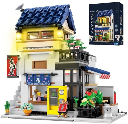 Reobrix Japanese Building Toys with Light, 2 in 1 Izakaya Shop City Display Model Home Decor, 66502 Collectible Construction Architecture Gift for Adult Boys Girls 14+ (1130 Pcs)