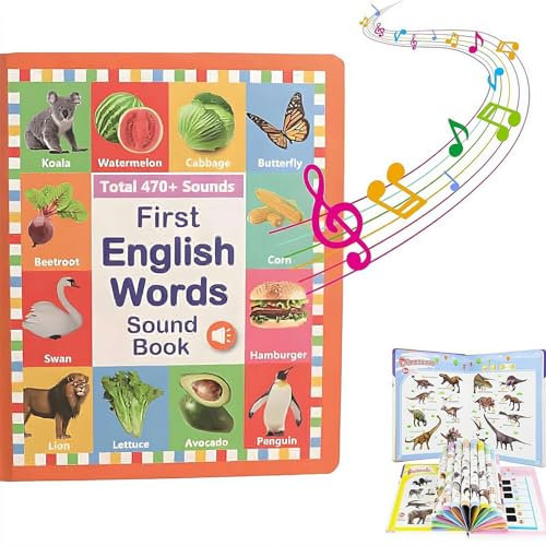 Mon premier jouet sonore anglais – Plus de 300 mots, 13 thèmes, jeu de mots amusant, livre éducatif interactif et éducatif pour les enfants âgés de 1 à 3 ans, livre sonore alphabet, éducation scolaire