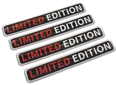 PTDecals 4 PCS 90x15mm Soft Flexible Epoxy Limited Edition Emblem Aufkleber Aufkleber für Fahrzeug Auto Auto Motorrad Helm Home Dekoration (Schwarz Rot Silber)