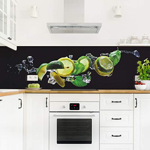 micasia Küchenrückwand selbstklebend Küche ohne Bohren fugenlos - Made in Germany - Obst Modern matt Paneel schwarz Küche Herd Spritzschutz 1438 (245x70cm)