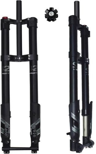 MESOVFCA 1-1/8 MTB-Fahrrad-Upside-Down-Gabel mit geradem Rohr, 26 27,5 29 Zoll, Fahrrad-Doppelschultergabel, Federweg 200 mm, Achse 15 mm, stoßfest mit Rückpralleinstellung