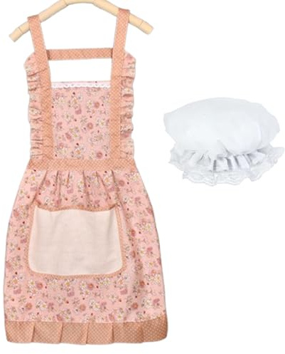 YQYCE 2PCS Schürzen, Pinke Schürze Mit Weißer Mütze, Kochset, Verstellbare Kochschürze Für Damen, Küchenschürze Für Kochen, Backen, Restaurant, Café, Haus