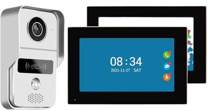 AYJYZHIAG Smart 7 Inch 2 Monitor WiFi 1080P Video Doorbell Outdoor Door Bell Camera System Intercom Inductive Card Unlock With Lock