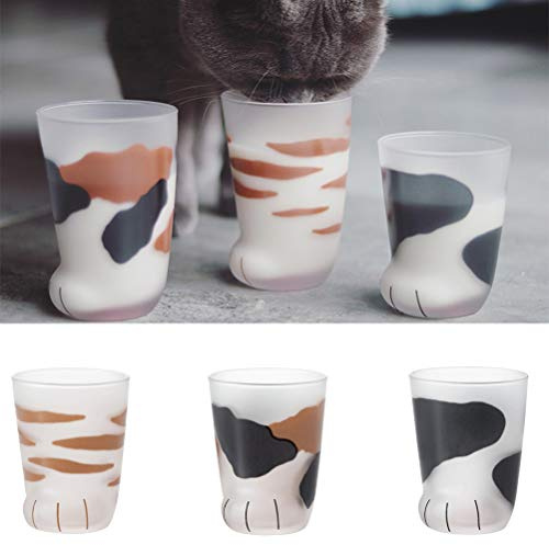 Keenso Niedliche Katzenpfoten-Tigertatzen-Tasse aus Glas, Zarte Kitty-Klauen-Milchkaffeetasse, 300 Ml, für Freundinnen und Mütter (C)